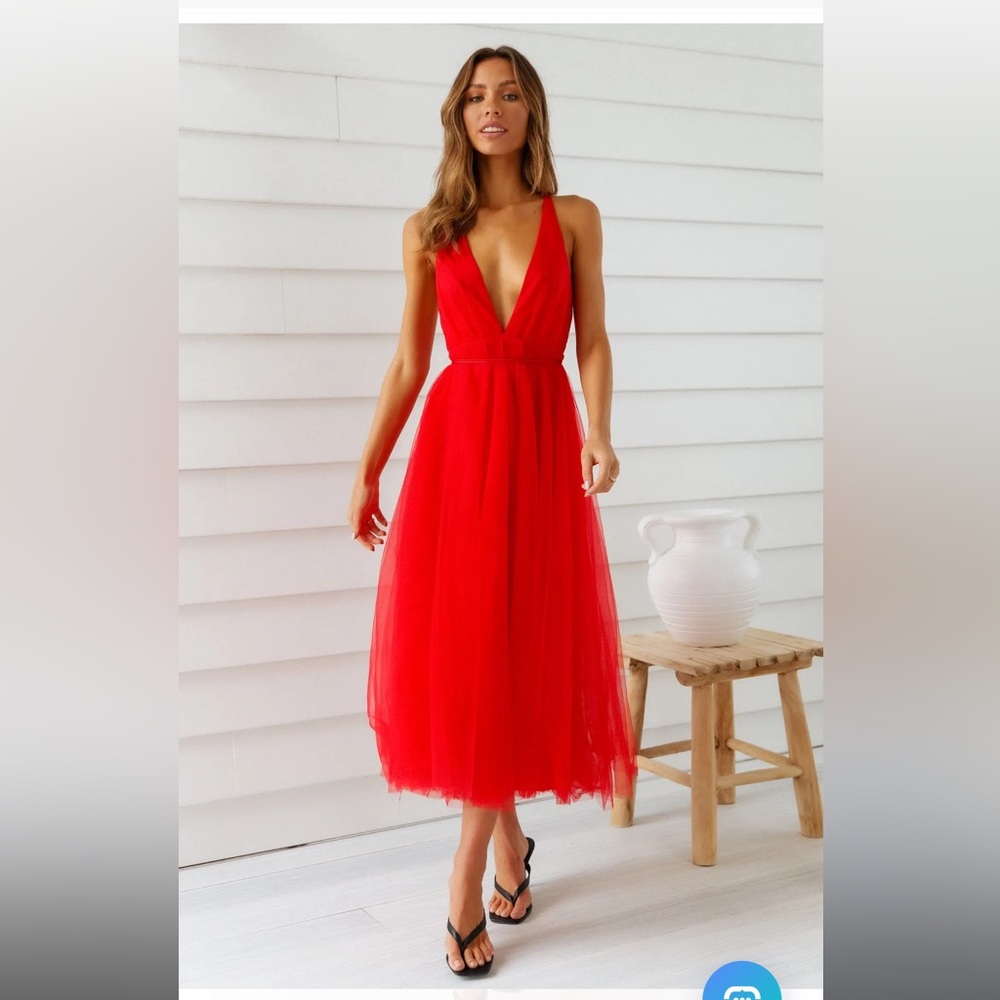 Hello Molly Summer Cinderella Midi Dress, Red, XS